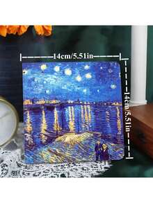 1pc/4pcs Van Gogh Sketch Book, 200 Pages, Blank Paper, Travel Sketchbook, Portable, Hand Drawing, DIY Painting Book, Art Painting, Painting Art Supplies - 14cmx14cm - View 3