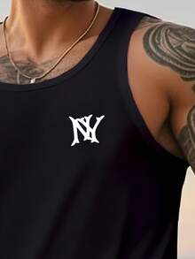 Manfinity Dauomo 男士极简印花无袖背心 - 彩色 - 查看 3