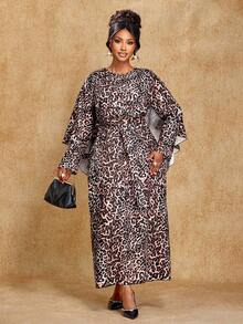 Brilight Váy họa tiết da báo thời trang dự tiệc - màu nâu - Xem 5