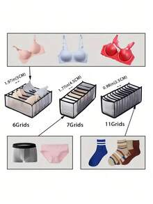 Black Mesh Underwear Organizer Drawer Divider Multifunctional Closet Storage Box See Through Design Foldable Space Saving Solution - Black - View 2