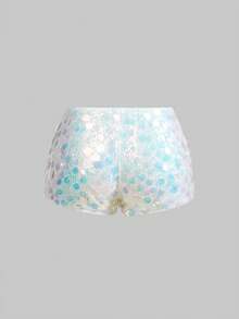ROMWE Grunge Punk Quần short mini cạp siêu trễ lấp lánh đính sequin gợi cảm dành cho nữ, thích hợp cho mùa hè, đi biển, lễ tốt nghiệp, lễ Phục sinh, buổi hòa nhạc, kỳ nghỉ ở Nashville, dạ hội, phong cách đường phố, lễ hội âm nhạc. - Nhiều màu - Xem 2