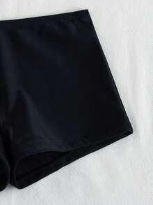 Bonvoyette 黑色露背吊带镂空优雅沙滩泳装套装，侧开衩低腰设计，适合春夏穿着 - 黑色 - 查看 9