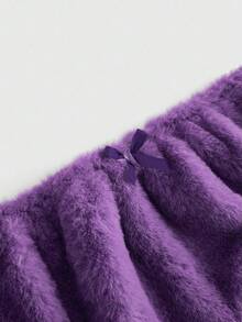 ROMWE Kawaii Cute Embroidered Plush Bear Handmade Wireless Plus Size Lingerie Set - Purple - View 4