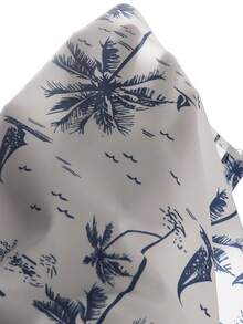 SHEIN Streecool Kids 男童棕榈树印花短袖衬衫和短裤两件套，休闲夏季服装 - 藍色 - 查看 5