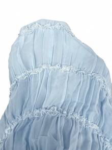 Easelle Women's Vacation Outdoor Romantic Halter Backless Low Waist Skirt Set Beach Skirt Set Summer Skirt And Top Set Summer 2 Piece Sets Woman Beach 2 Piece Set 2 Piece Skirt Set - Blue - View 7