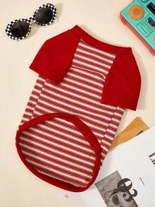 PETSIN 1 Cat Autumn And Winter Clothes Striped Clothing, French Style Teddy Bear, Versatile Base Shirt, Suitable For Winter - Red - View 4