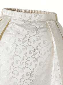 SHEIN 2pcs/Set Elegant Teen Girls Asymmetric Ruffle Collar Blouse + 3D Floral Textured Skirt Suit, Princess Dress Set