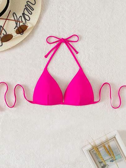 Swim Basics Sexig bikinitopp med halterneck och knytband för kvinnor