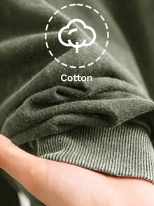 SHEIN CURVE+ 大码女式休闲长袖刺绣雪花水洗圆领宽松套头卫衣秋冬女装/2026/新年 - 軍綠色 - 查看 6