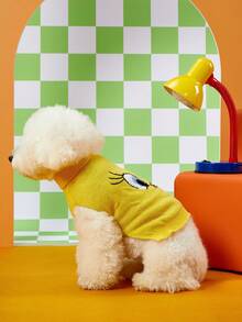 LOONEY TUNES X PETSIN 1件宠物猫狗通用棕色杰瑞卡通图案提花高领弹力舒适保暖狗毛衣