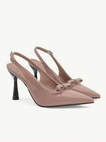CUCCOO CHICEST 女士时尚优雅派对高跟鞋，饰有蝴蝶结 - 藕粉色 - 查看 2