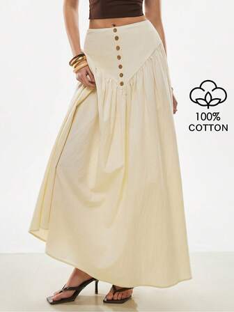 Poéselle Women's Elegant Solid Color Skirt, Suitable For Commuting