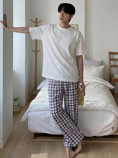 DAZY Men's Short Sleeve T-Shirt And Pants Pajama Set, Spring/Summer