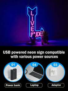 Double Color Neon Arrow Decorative Light - USB Acrylic Sign For Indoor Use, Game Room Ambience, Party Decor, Perfect Gift For Birthdays/Christmas - Multicolor - View 3