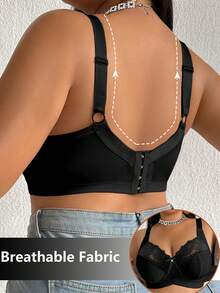 DesireSculpt 1 chiếc áo ngực không gọng cỡ lớn phối ren - màu đen - Xem 2