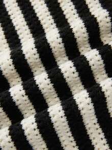 SHEIN Franclia 女士夏季欧美性感狐狸高端奢华设计成熟复古条纹紧身休闲/工作无袖毛衣连衣裙 - 黑與白 - 查看 14