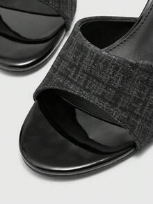 CUCCOO BIZCHIC Women's Plaid Fashion Casual High Heel Slide Sandals Spring Shoes - Black - View 8