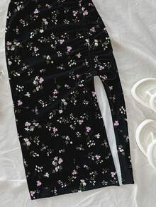 Soleia 女士两件套休闲碎花连衣裙和黑色背心套装，适合夏季度假 - 彩色 - 查看 7