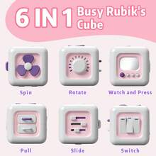 MINKOJA 1PC Busy Cube For Kids Sensory Busy Board Travel Toy For Toddlers Educational Leamning Toys Montessori Toys For Babies Sensory FingerTraining Birthday Gift,Accessories Random Color - Multicolor - View 3