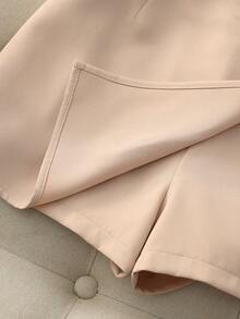 Franclia 女士蓝色条纹衬衫和杏色短裙两件套，女士刺绣衬衫和裙子两件套 - 彩色 - 查看 4