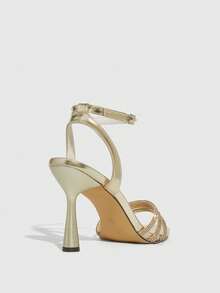 CUCCOO SZL Women's Pointed Toe Rhinestone Buckle Design Fashionable Elegant High Heel Sandals Valentine's Day