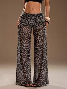 TRNVIE 女士豹纹弹力腰休闲裤