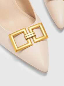 CUCCOO BIZCHIC Sepatu Hak Tebal Klasik Wanita Warna Burgundy, Serbaguna untuk Beraktivitas, Kencan, Pesta, Liburan, Pernikahan, Natal, Hari Valentine, dan Musim Semi. - Teh susu aprikot - View 4