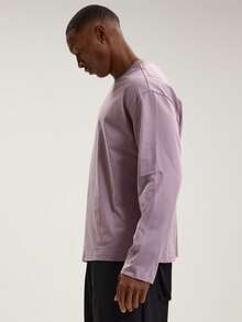 Musero Men Oversized Crewneck Long Sleeve Basic Plain T-Shirt Capsule Wardrobe Layering SPRING SUMMER - Purple - View 3