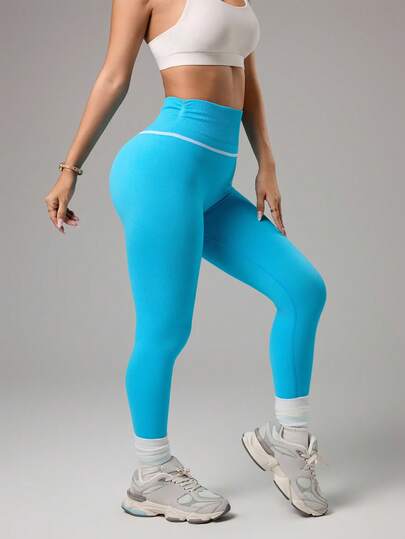 Sovereign Charm Women's High Waist Contrast Trim Skinny Sporty Leggings