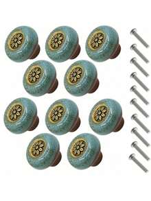 亮丽豹纹陶瓷圆形橱柜拉手 - 单孔拉手，易于安装，适用于衣柜、抽屉、酒柜 - 时尚梳妆台把手（多种颜色可选） - 彩色 - 查看 13