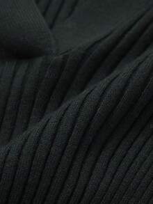 DAZY Áo len nữ dài tay dáng ôm, cổ bẻ, màu trơn, kiểu dáng thường ngày. - Màu xanh lá cây đậm - Xem 6