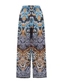 Swim Oasis 女士夏季度假休闲沙滩装豹纹连体两件式可调节肩带比基尼泳衣套装，含时尚罩衫 - 彩色 - 查看 4