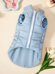 PETSIN 1 Piece Thickened Warm Pet Vest Soft Comfortable Breathable Skin Friendly Anti Pilling Wear Resistant Lightweight Easy To Put On Off Elastic Design Morandi Color Simple Minimalist Style Pet Clothing For Small Dogs Cats Teddy Bichon Frise Puppies Kittens Perfect For Pet Festival Daily Indoor Outdoor Walking Playing Camping In Autumn And Winter Cold Weather Keep Pets Cozy Warm Prevent Chills Pet Fashion Apparel Essential Cold Season Outfit - Bondi Blue - View 3