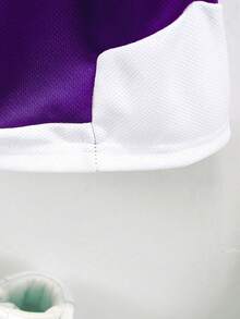 SHEIN Genkimix Kids Seragam Basket Anak Laki-Laki: Tank Top dan Celana Pendek Bermuda dengan Kerah Bulat dan Motif Grafis untuk Anak-Anak - Purple - View 6