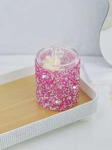 1PC Rhinestone Cotton Swab Storage Box, Makeup Pad Pads, Cotton Swabs, Toothpicks, Dental Floss, Hair Ties, Small Items Round Organizer, Makeup Table And Office Desk - Multicolor - View 9