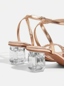 CUCCOO TILAWA Giày sandal cao gót nữ đính đá pha lê lấp lánh, thích hợp cho các hoạt động ngoài trời và tiệc tùng, giày mùa xuân, giày dự tiệc lễ Phục sinh và dạ hội. - Rượu sâm banh - Xem 5