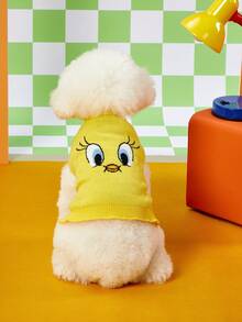 LOONEY TUNES X PETSIN 1件宠物猫狗通用棕色杰瑞卡通图案提花高领弹力舒适保暖狗毛衣