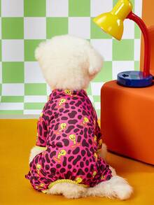 LOONEY TUNES X PETSIN 1 Bộ quần áo liền thân cho chó mèo dễ thương, in hình chim vàng, hoa hồng và báo đỏ, họa tiết hoạt hình đáng yêu, có độ co giãn và thoải mái. - Nhiều màu - Xem 2