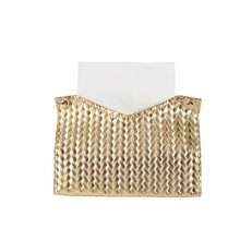 1PC Solid Color Wheat Ear Pattern Tissue Box V-Shaped Desktop Standing Tissue Holder Thickened Composite Fabric Suitable For Office, Restaurant, Bar, Living Room, Bedroom, Birthday Parties, Garden Gatherings, Car Tissue Storage Box - Gold - View 4