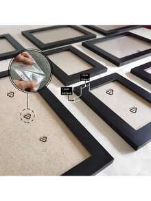 15 piezas/set Marcos de fotos para cuadros Marcos de fotos de madera para colgar en la pared Decoración de fotos para el hogar Decoración de boda y fiesta Regalo conmemorativo Decoración del hogar. Solo marco de fotos, sin fotos Regalo de cumpleaños y graduación - Negro - Ver 8