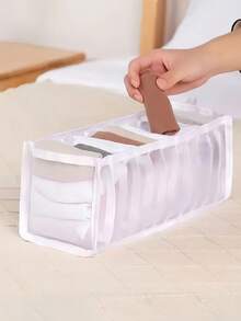 White Mesh Underwear Organizer Drawer Divider Multifunctional Closet Storage Box See Through Design Foldable Space Saving Solution - White - View 4