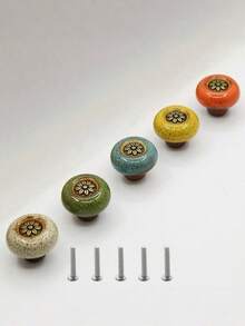 亮丽豹纹陶瓷圆形橱柜拉手 - 单孔拉手，易于安装，适用于衣柜、抽屉、酒柜 - 时尚梳妆台把手（多种颜色可选） - 彩色 - 查看 8