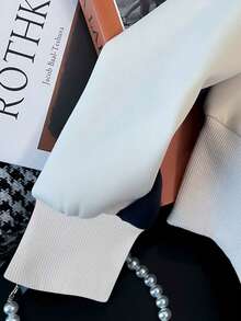 Franclia 179# Women's Color Block Round Neck Short Regular Sweatshirt Set