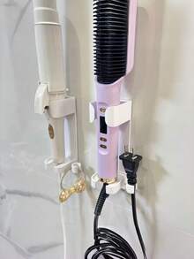 1/2/3 件装大容量壁挂式节省空间现代设计美发工具收纳架，适用于卷发棒、吹风机、直发器、梳子等，浴室卧室收纳，塑料材质，四季通用，美容配件支架，美发造型工具收纳架，浴室壁挂式置物架，卧室装饰，家居收纳 - 彩色 - 查看 3