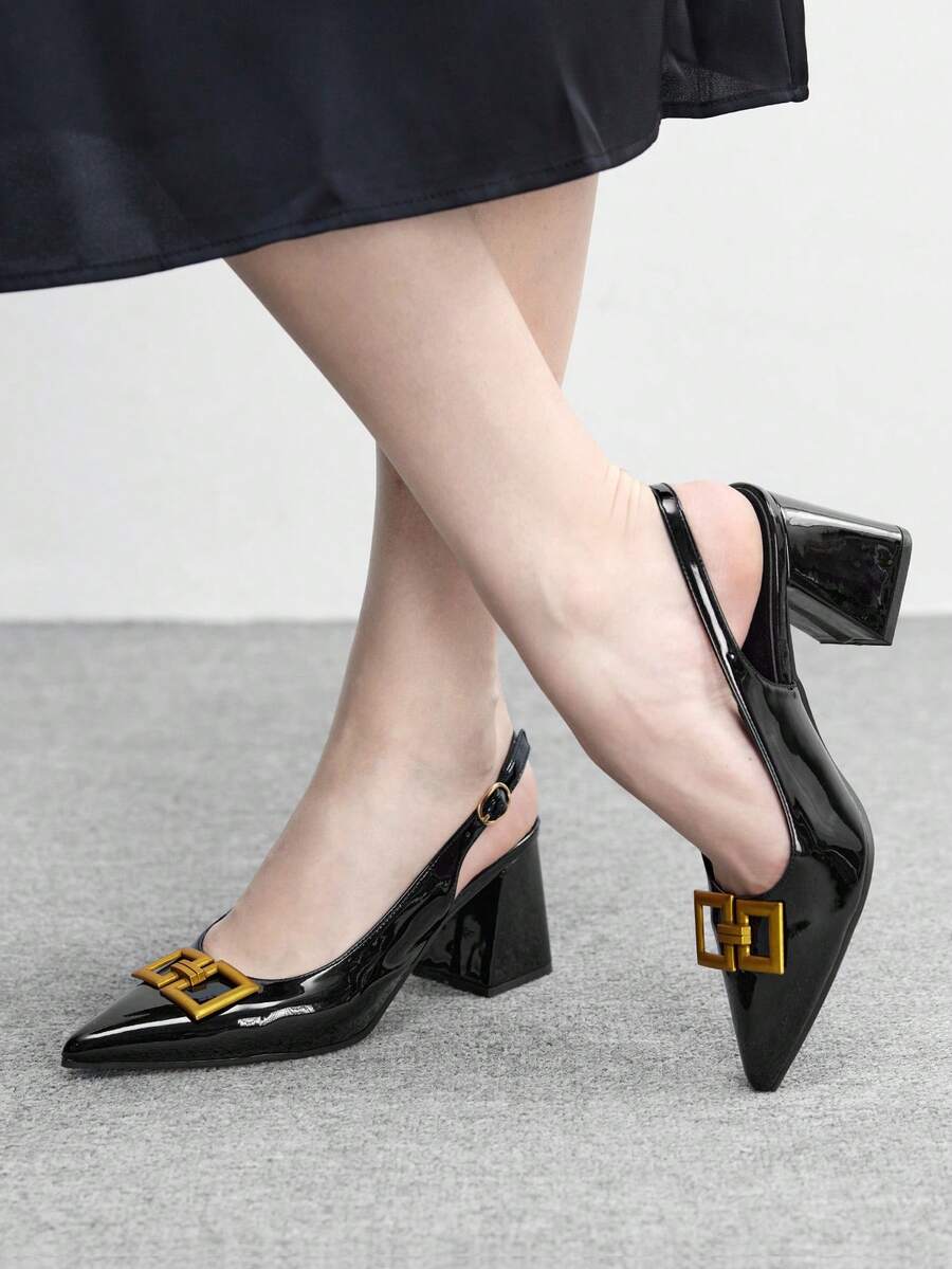 CUCCOO BIZCHIC 女士经典简约酒红色粗跟鞋,适合通勤、约会、派对、度假、圣诞节婚礼等各种场合。 - 曜石黑 - 查看 1