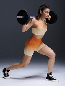 Powerista 女士渐变色日常健身运动文胸 - 橘色 - 查看 7