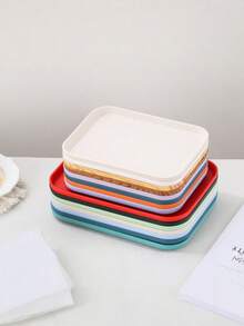 1 PC Large Medium Small Rectangular Easy Clean Multi Functional Storage Clear Plastic Tray Home Organizing Commercial Use Party Event Storage Container Organization Supplies Serving Tray - Apricot - View 6