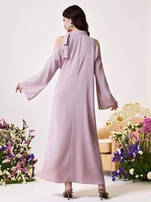 Al Najma 女士3D立体花卉装饰露肩长袖阿拉伯风格连衣裙 - 粉色 - 查看 10