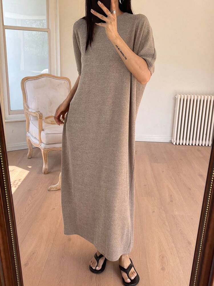 Women's Casual Solid Color Short Sleeve Dress Sundress Summer
