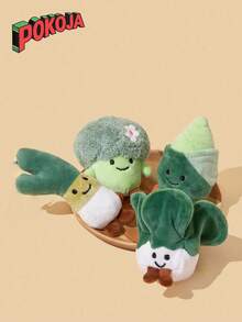 1 件可爱蔬菜主题毛绒钥匙扣套装创意西兰花、卷心菜、竹笋和大葱形状饰物，多功能包配件汽车钥匙扣，适合青少年成人 - 可爱实用的装饰，有趣的厨房风格新奇礼物